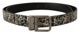 Dolce & Gabbana Black Marble Print Leather Silver Logo Buckle Belt -   -  Dolce & Gabbana.